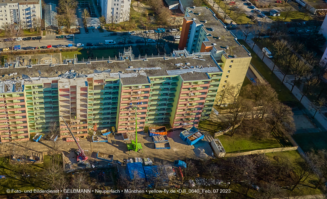 07.02.2023 - Luftbilder von der Sanierung in der Kurt-Eisner-Straße in Neuperlach